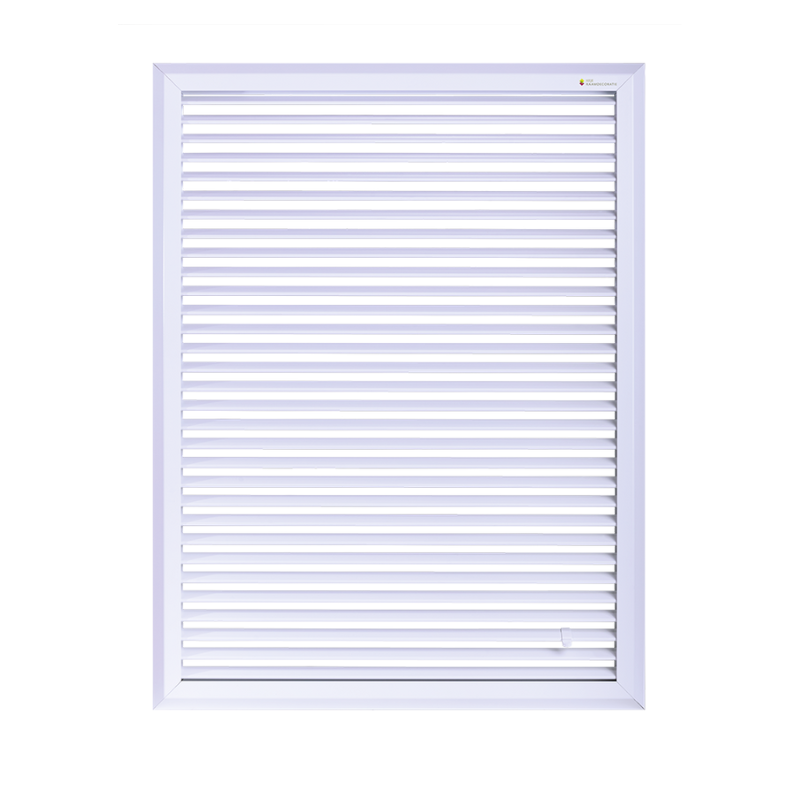 Keje Lamella, wit op witte achtergrond, shutter voor kunststof kozijn.